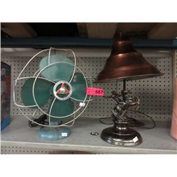 Vintage electric fan & table lamp