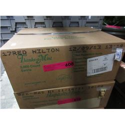 Case of peppermints with Hilton Hotel wrapper