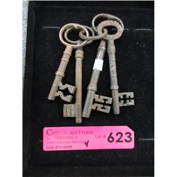 Vintage - Ring of 4 large metal skeleton keys
