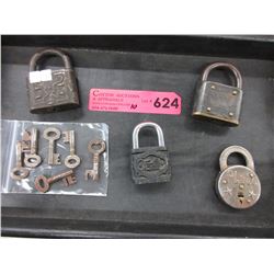 4 Vintage locks & 6 keys