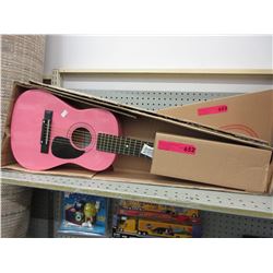 Pink child size acoustic guitar -new
