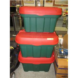 5 Lidded plastic totes - 18" x 32"
