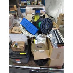 Skid of Wire rolls and electronic supplies