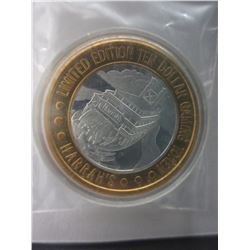 Silver "Harris Casino River Boat" $10 gaming coin