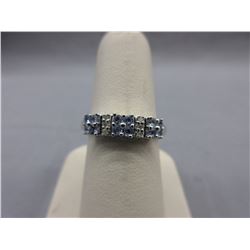 Sterling Silver Tanzanite & Diamond cluster ring