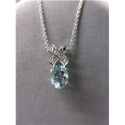 Blue Topaz & Diamond "XO" Necklace & chain