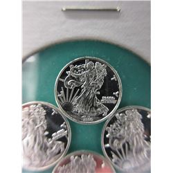 4 x .999 Fine Silver "Walking Liberty" rounds