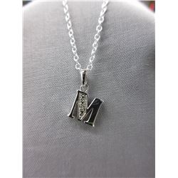 Sterling Silver Initial "M" set with Diamond