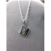 Image 1 : Sterling Silver Initial "M" set with Diamond