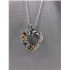 Image 1 : Multi-gemstone heart necklace & chain