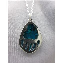 Native Bear Paw print pendant & chain