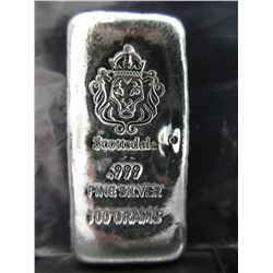 100 Gram .999 Silver Scottsdale Lion Bar