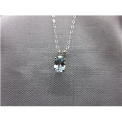 14KT White Gold Diamond & Blue Topaz Necklace