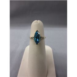 14KT Yellow Gold Diamond & Blue Topaz Dinner Ring