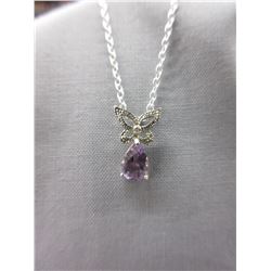 Diamond & Amethyst Necklace Pendant Set