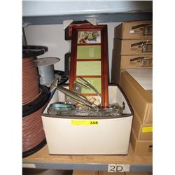 Glass picture frame, metal airplane model & more