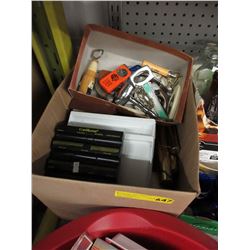 Large box of banks & barware