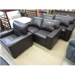 New - Brown leather sofa, loveseat & chair