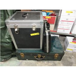 Metal trunk, padded equipment case, briefcase