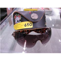 Used Ed Hardy Sunglasses with case