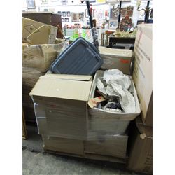 Skid of used storage locker goods
