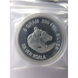 .999 Fine Silver "Koala"  art round - 5 grams