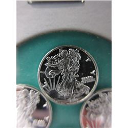 4 x .999 Fine Silver "Walking Liberty" rounds