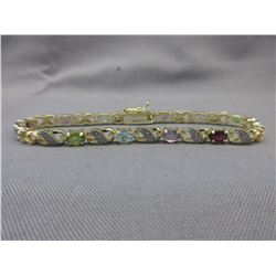 6.45 CT Multi-gemstone & Diamond tennis bracelet
