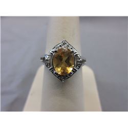 2.4 CT Oval Citrine Dinner Ring - Sterling Silver
