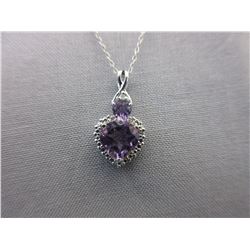 New Double Heart Amethyst & Diamond necklace