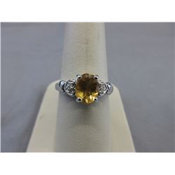 Oval Citrine & Diamond Solitaire ring