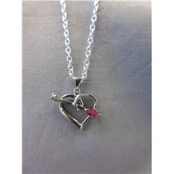 Ruby & Diamond Heart with Arrow Necklace