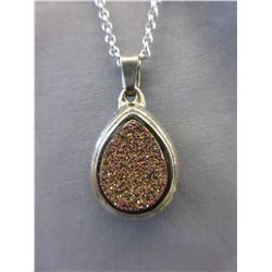 Rare .925 Silver Titanium Druzy necklace