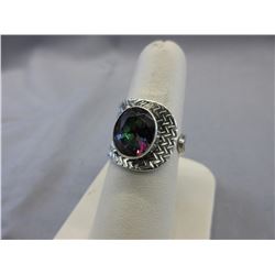 .925 Silver Wrap Ring set with 3 CT Mystic Topaz