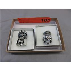 4 Men's biker style rings - assorted styles