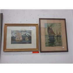 2 Vintage ship prints