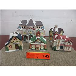 5 Ceramic Christmas Village decorations