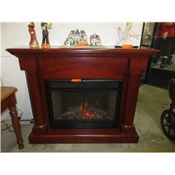 Electric fireplace with wood surround