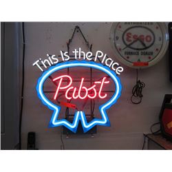 Neon "Pabst" beer sign