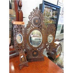 Vintage triptych mirror & mini easel