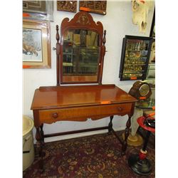 Antique Tiger Maple vanity table with mirror