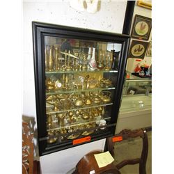50 Brass miniatures in wall hanging display case