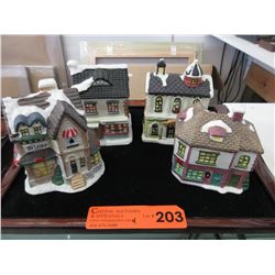 4 Ceramic Christmas Village decorations