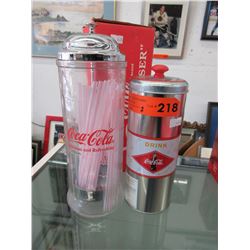 2 Coca-Cola straw dispensers