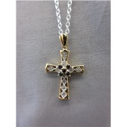 Sapphire & Diamond Cross Pendant