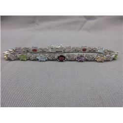 6+ CT Multi-Gemstone & Diamond Tennis Bracelet