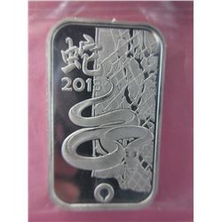2013 Rand Mint Year of the Snake Silver Bar