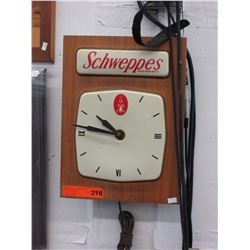 Vintage Schweppes electric wall clock