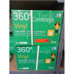2 Cases of disposable vinyl gloves