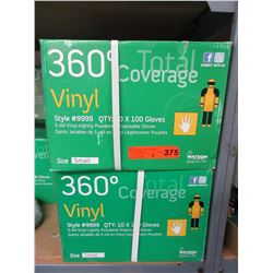 2 Cases of disposable vinyl gloves